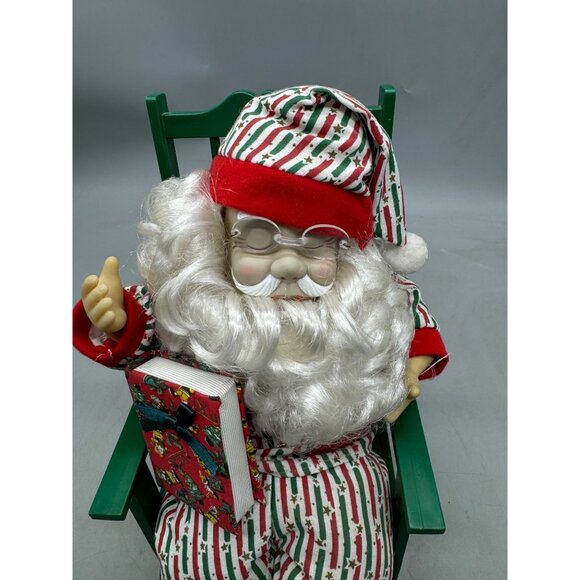 Vintage Rocking Chair Snoring Santa Claus Pajamas Animated Christmas 12" READ - Picture 2 of 7
